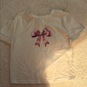 Kids Cream Shirt with Pink Bow